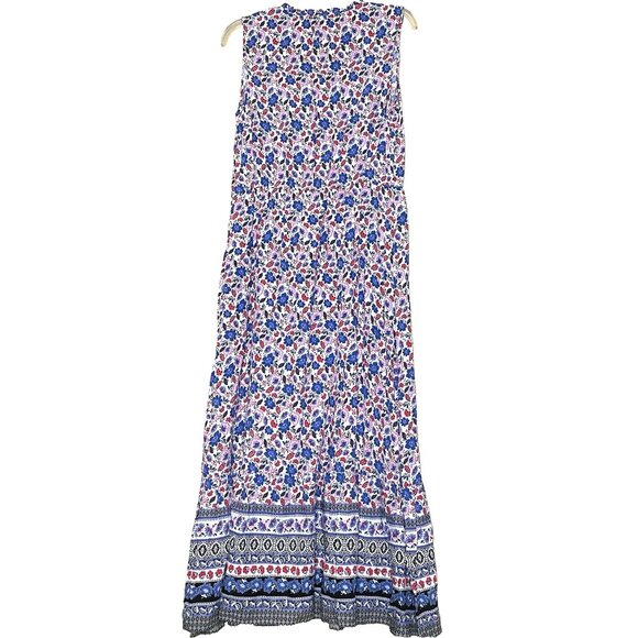 Talbots Maxi Dress 12 Sleeveless Boho Floral Peasant Cottagecore Vacation - Picture 3 of 10